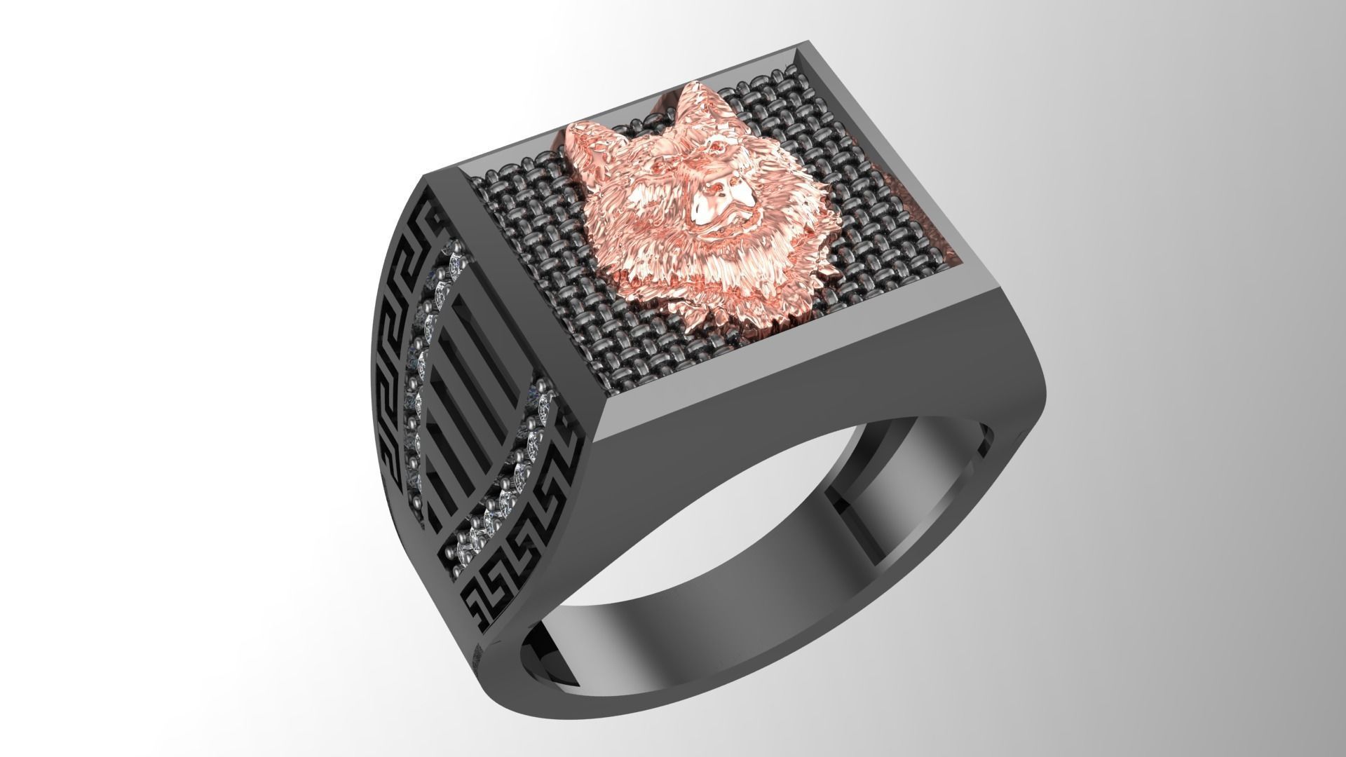 Wolf Unisex Ring 3D print model_4