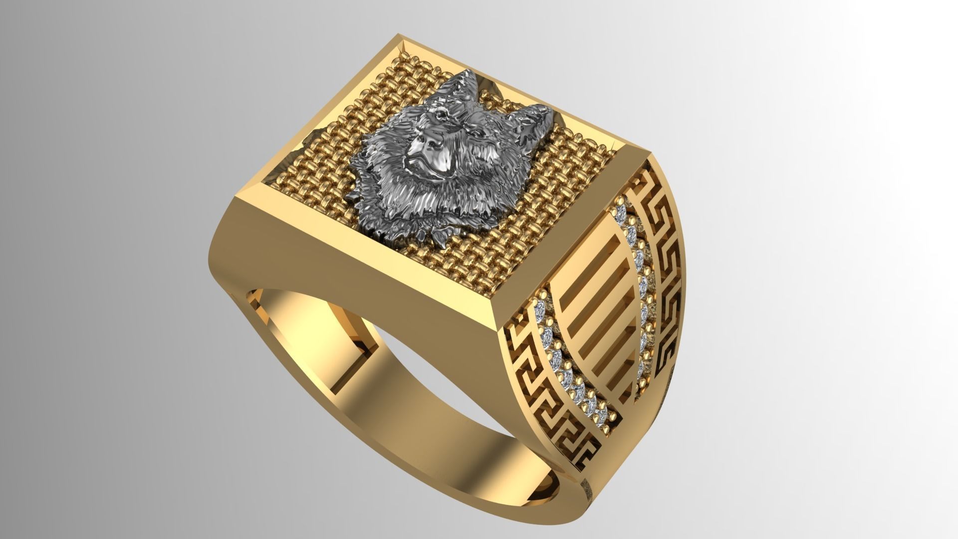 Wolf Unisex Ring 3D print model_2