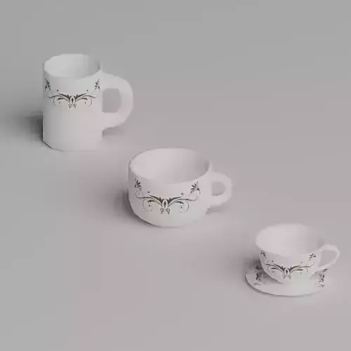 Set of cups LOW-Poly