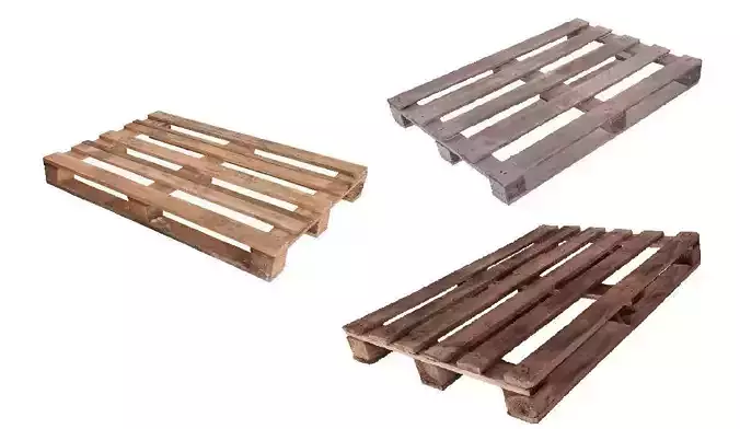 Three cargo wooden pallets