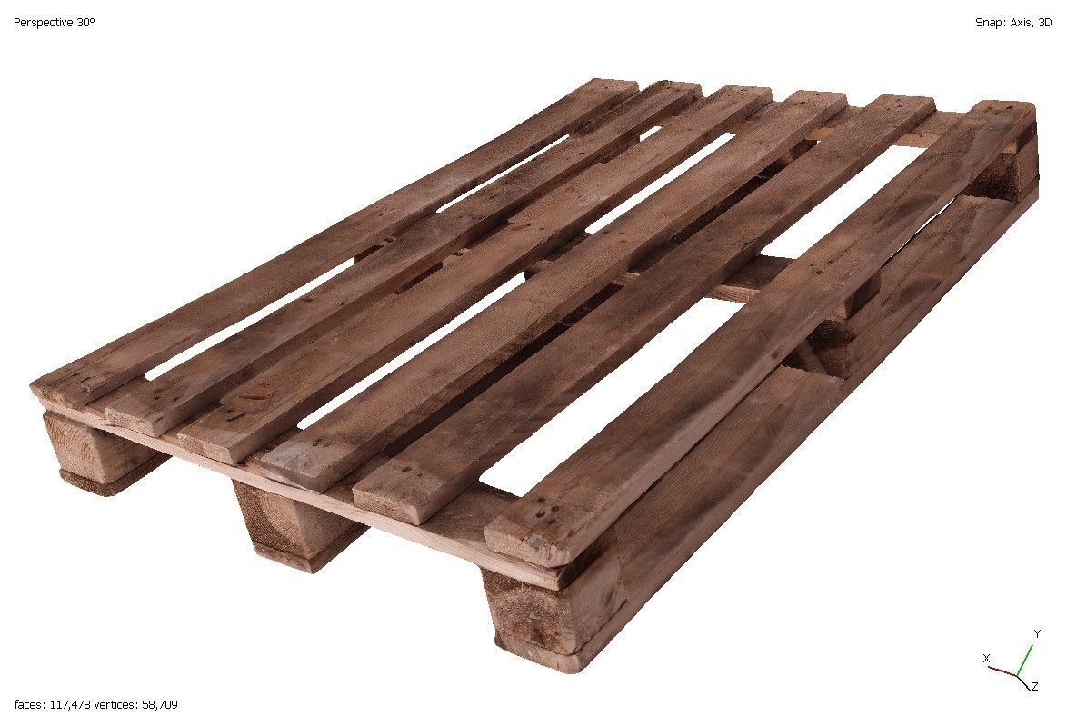 Three cargo wooden pallets 3D model_8