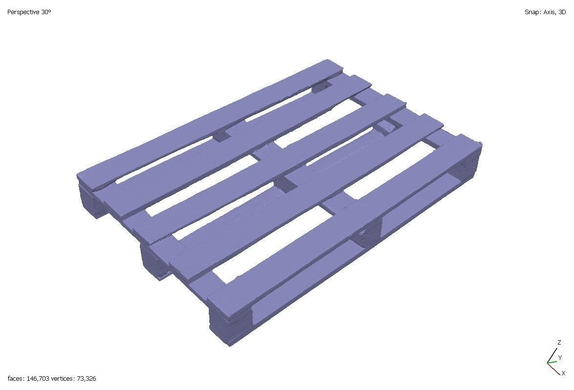 Three cargo wooden pallets 3D model_2