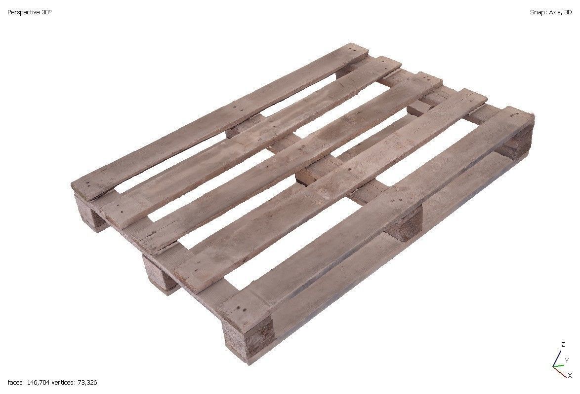 Three cargo wooden pallets 3D model_12