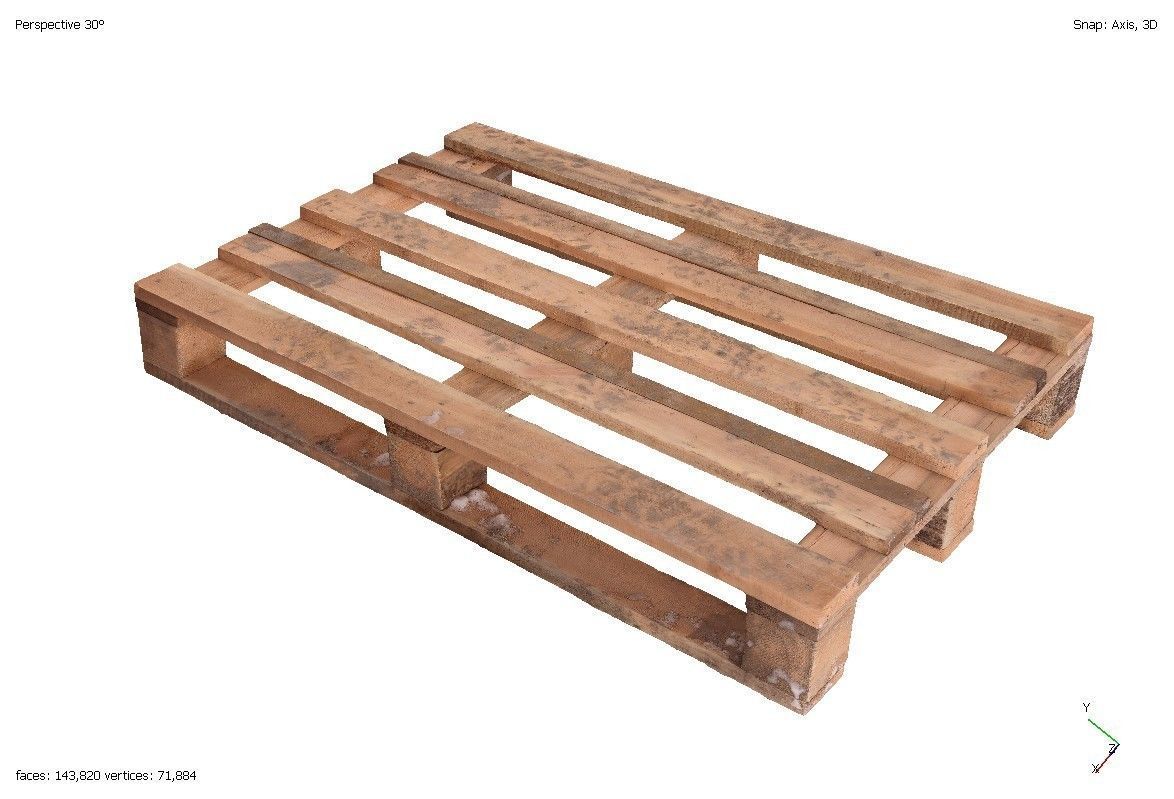 Three cargo wooden pallets 3D model_1