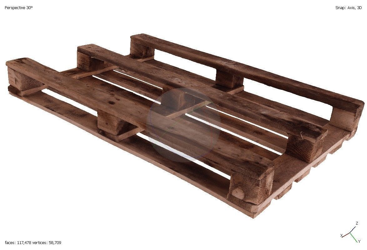 Three cargo wooden pallets 3D model_10