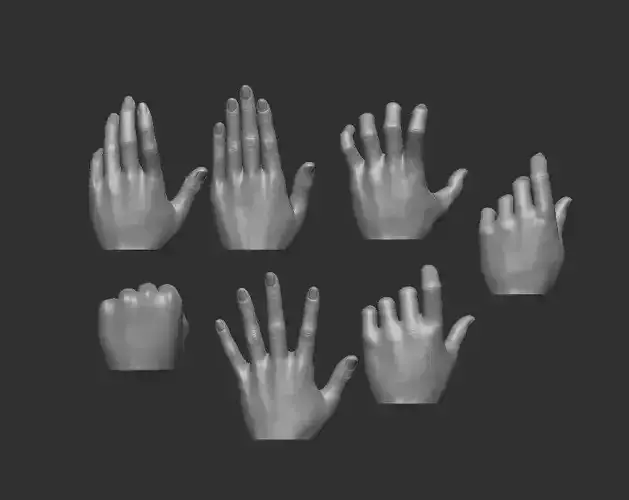 Set 1 of naked female hands - female hands for action figures