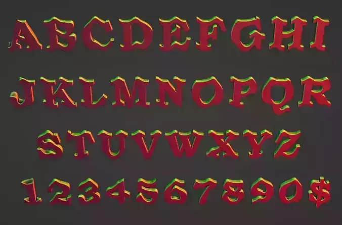 wavy A to Z letters sign alphabet numbers set pendant