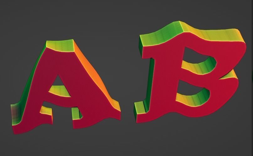 wavy A to Z letters sign alphabet numbers set pendant 3D print model_1