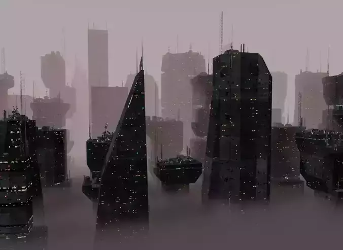 Alien Planet Sci-Fi Fantasy City 3D model