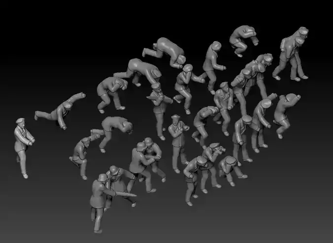 WW2 German Navy Sailors under attack for 3D print 3D print model