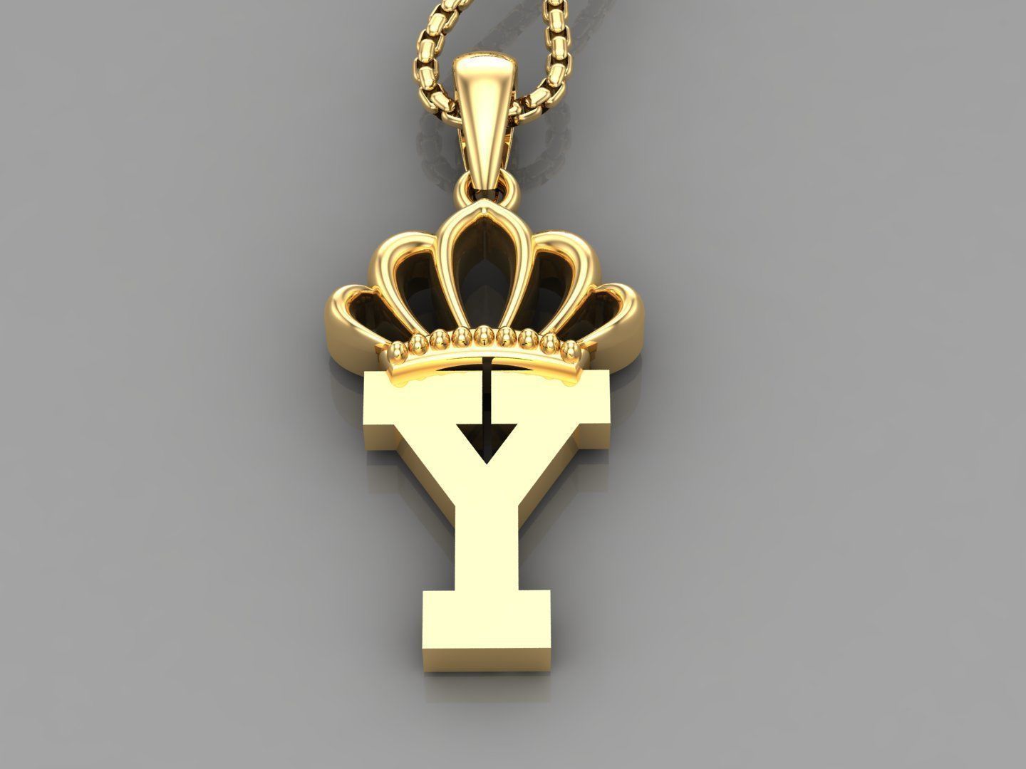 Y Crown initail Letter 3D print model_3