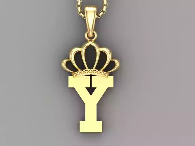 Y Crown initail Letter 3D print model