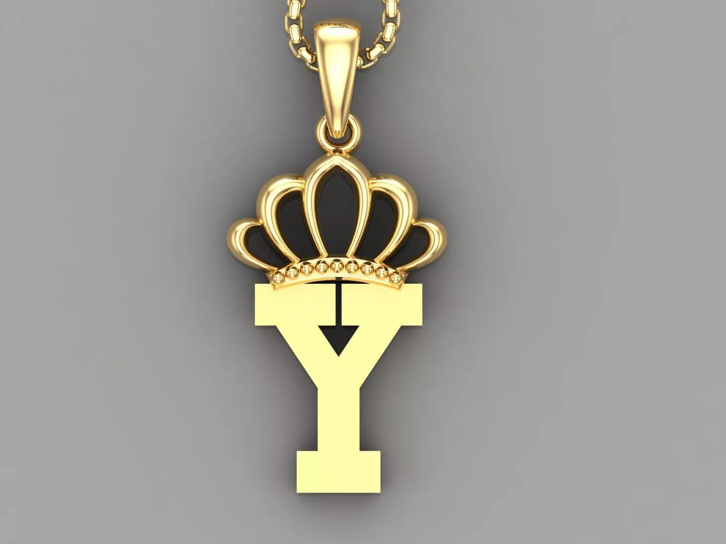 Y Crown initail Letter 3D print model_0
