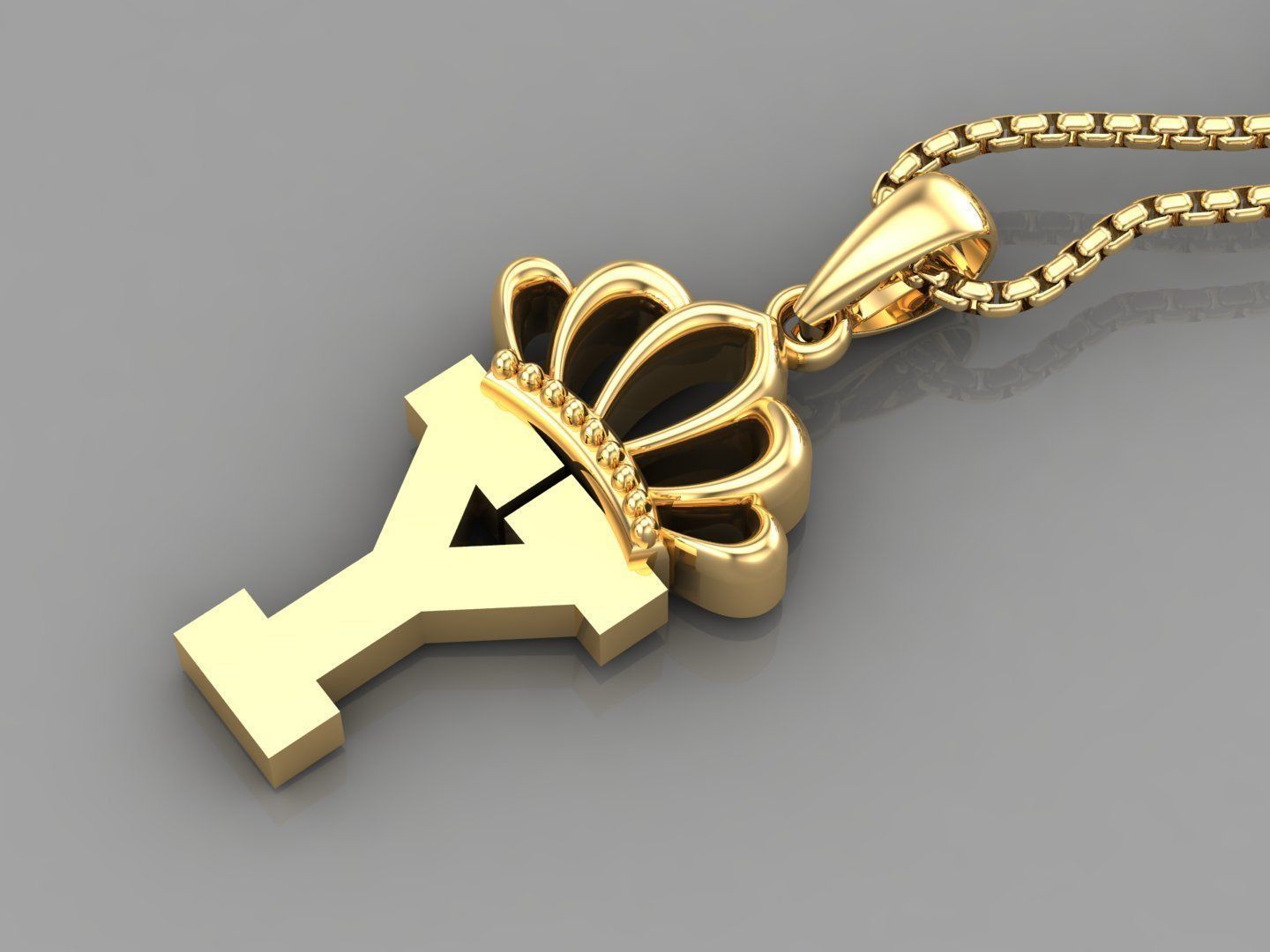 Y Crown initail Letter 3D print model_4