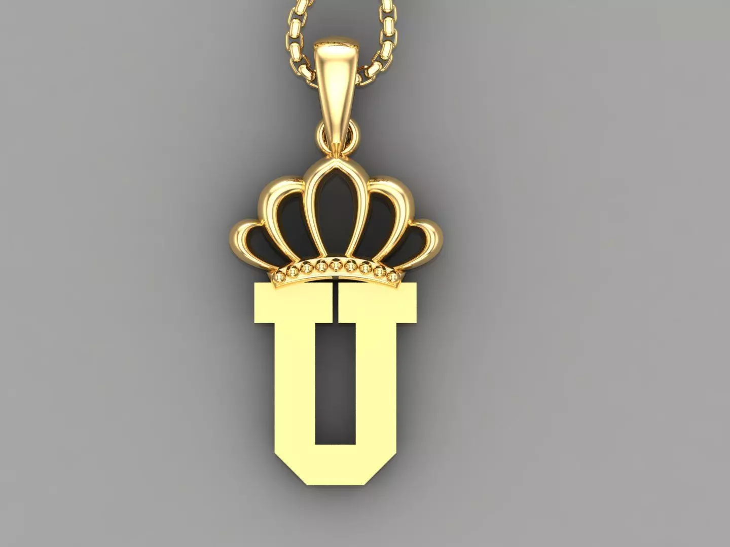 U Crown initail Letter 3D print model_0