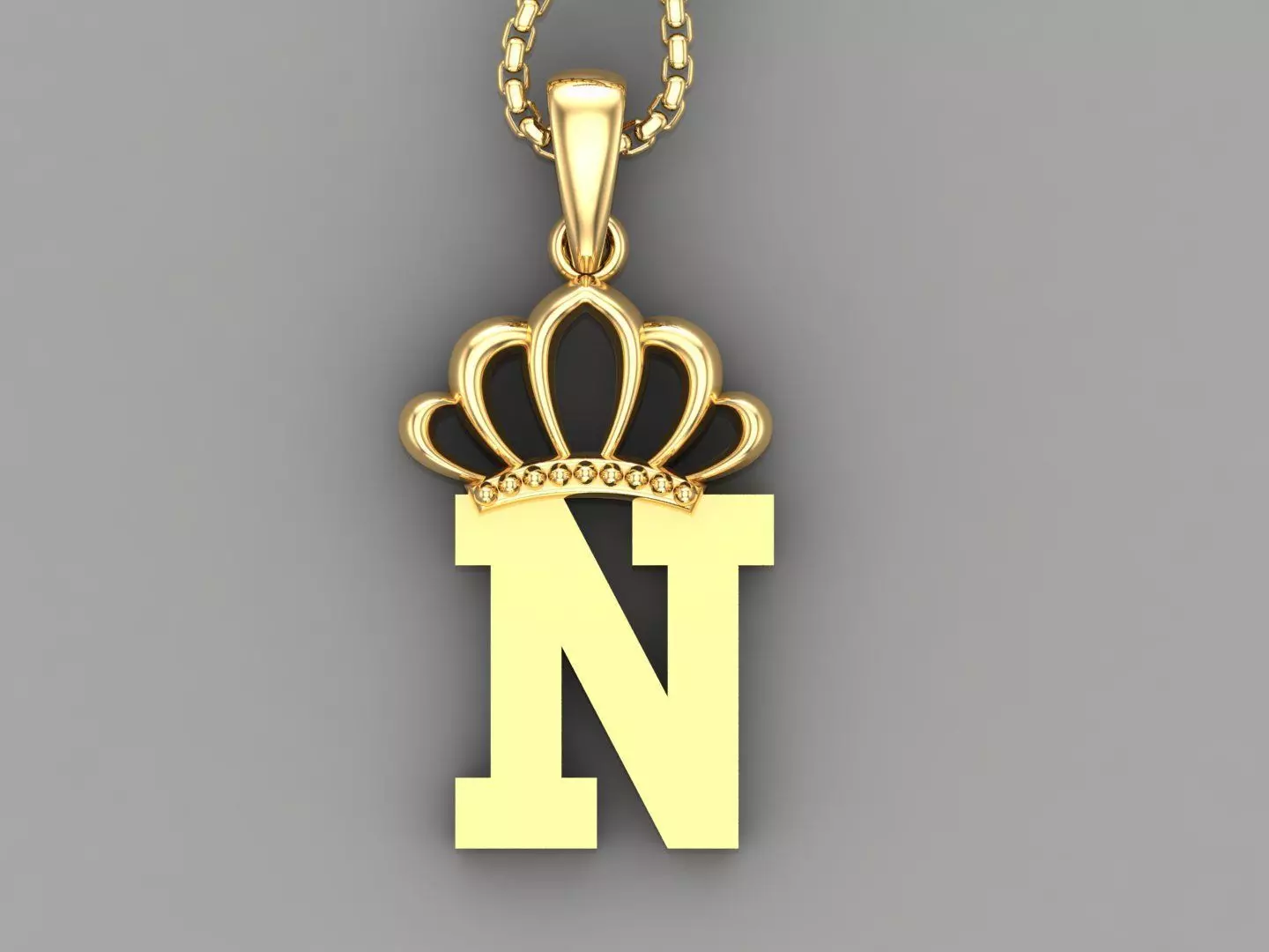 N Crown initail Letter 3D print model_0