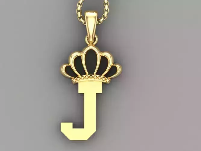 J Crown initail Letter 3D print model
