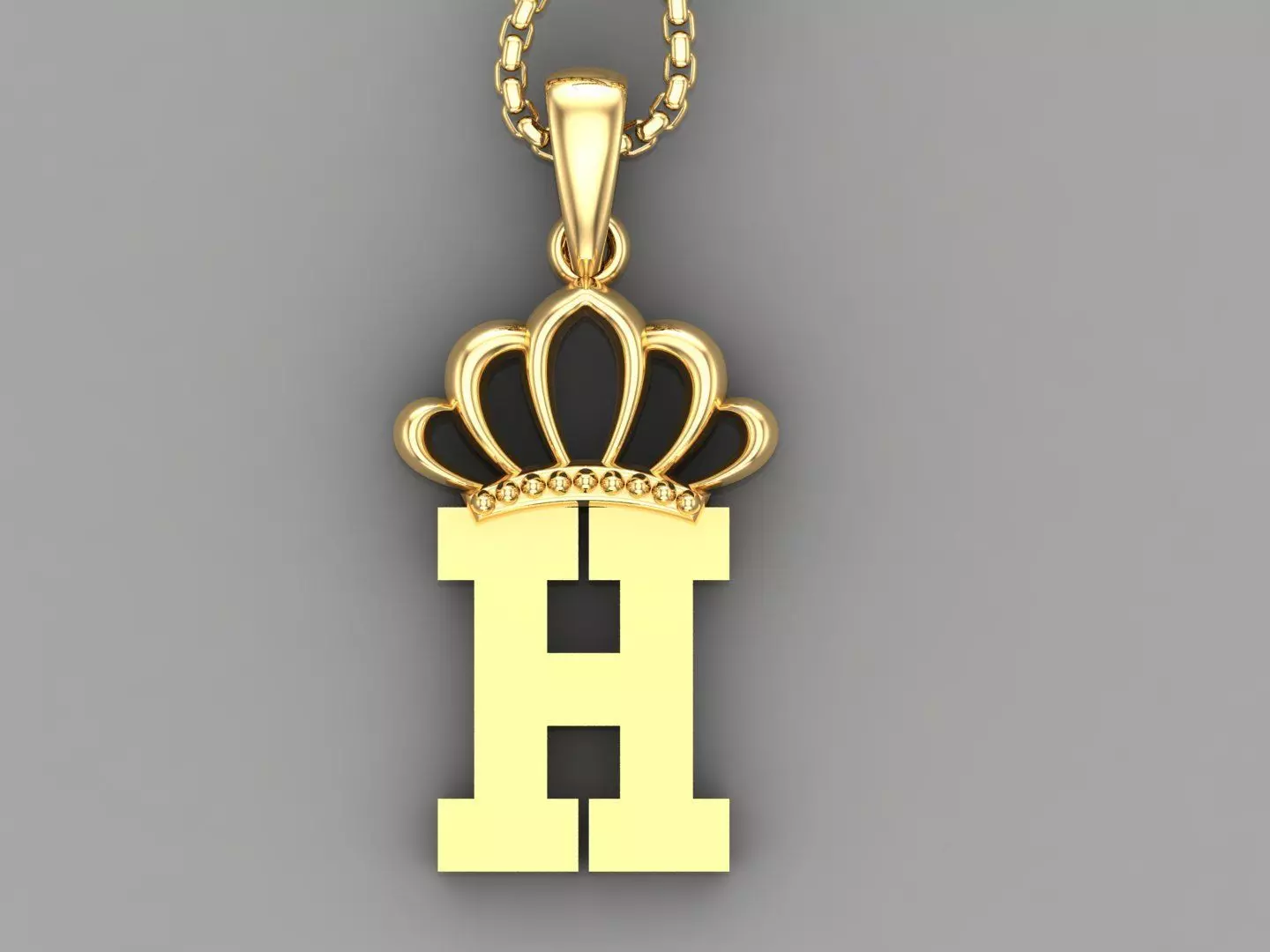 H Crown initail Letter 3D print model