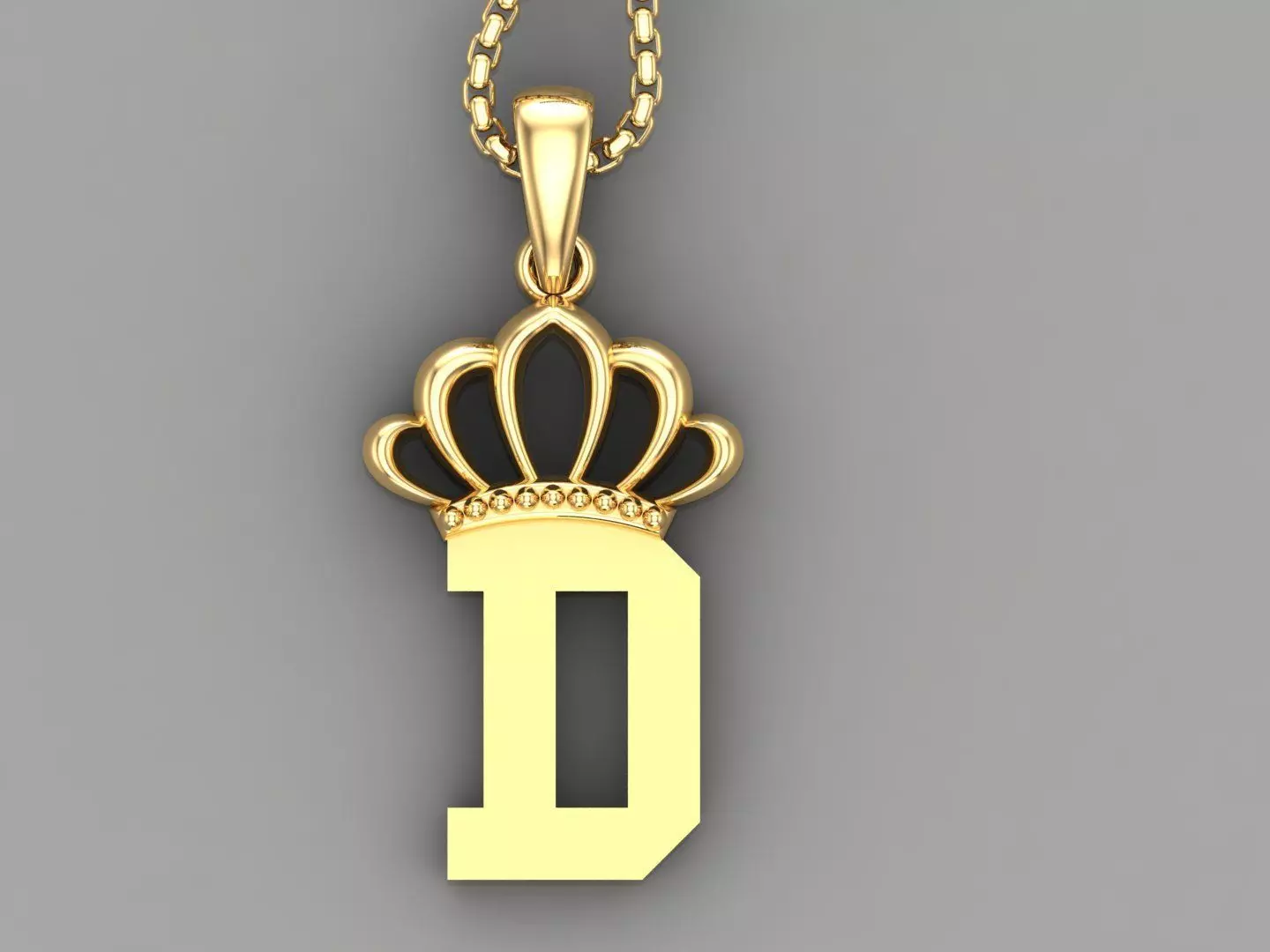 D Crown initail Letter 3D print model