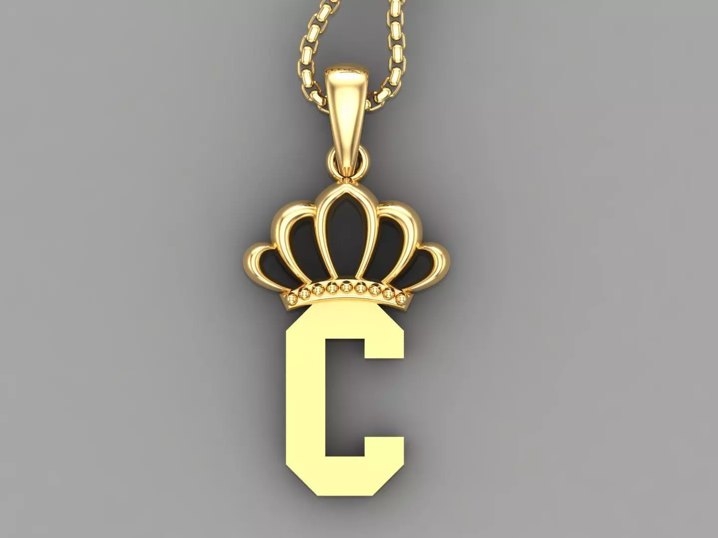C Crown initail Letter 3D print model