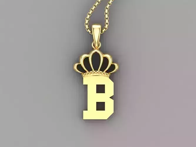B Crown initail Letter 3D print model B Crown initail Letter 3D print model