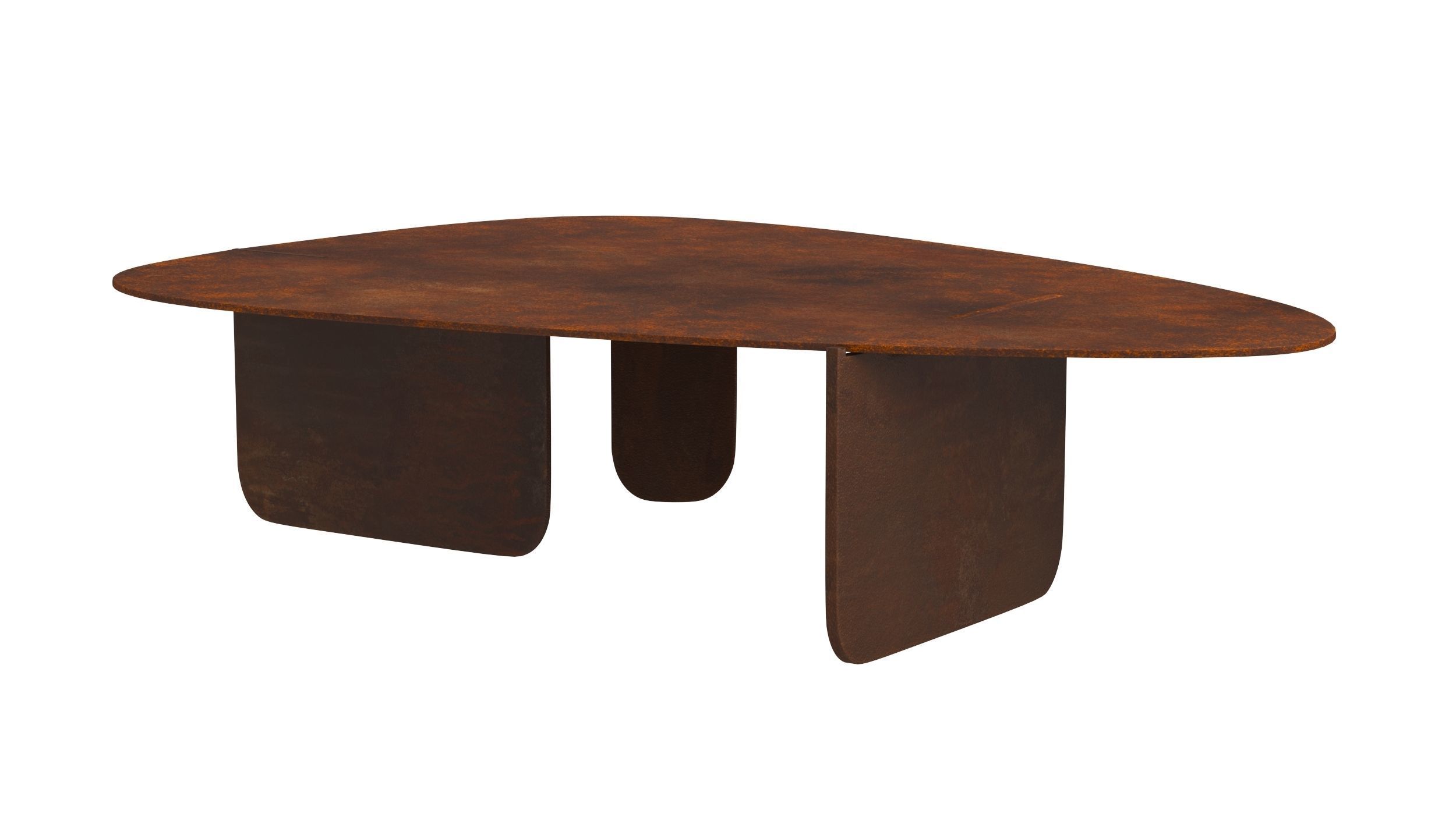 Circular Coffee Table Unique Organic Rust Modern Corten Steel 3D model_4