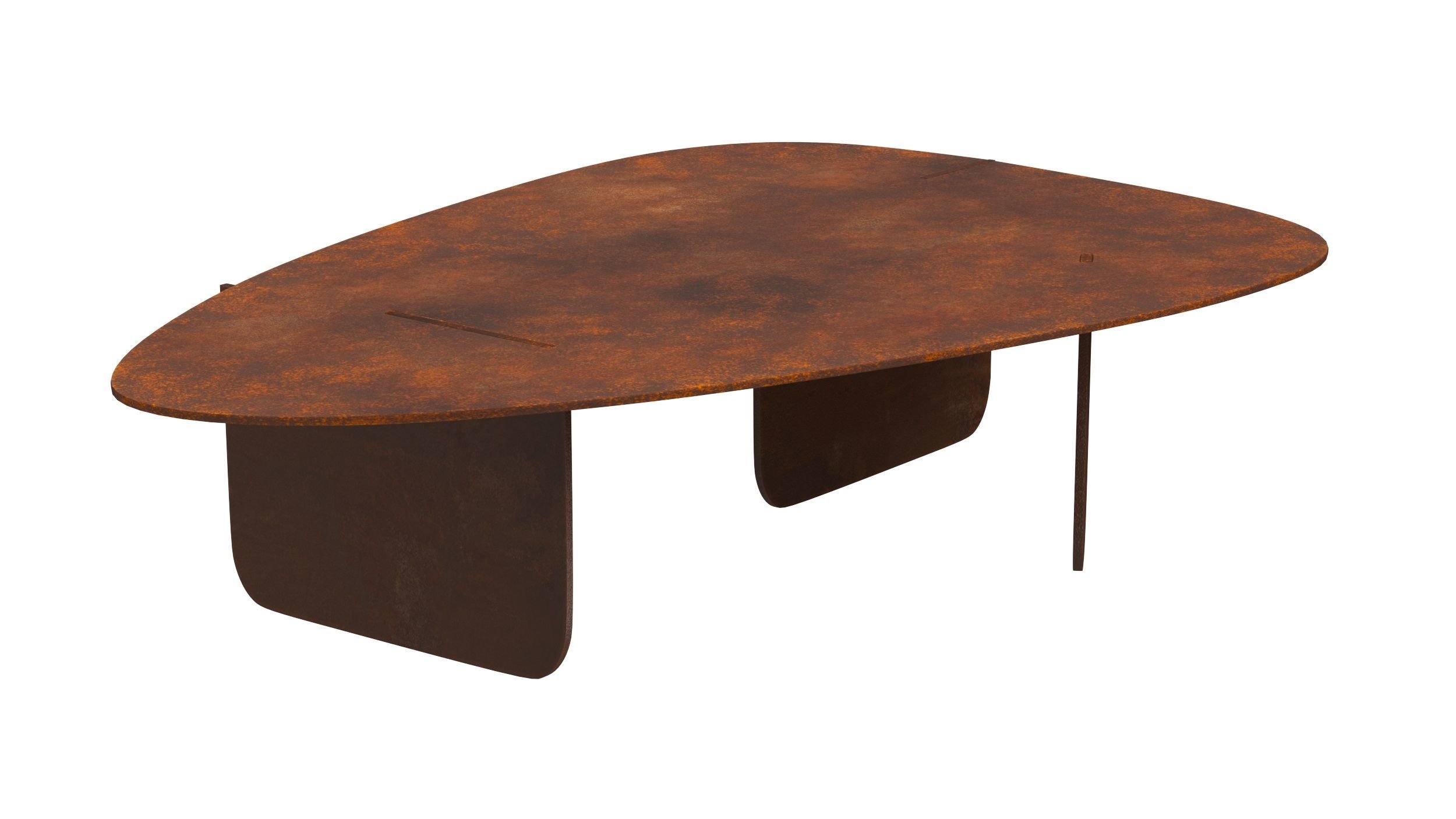 Circular Coffee Table Unique Organic Rust Modern Corten Steel 3D model_1