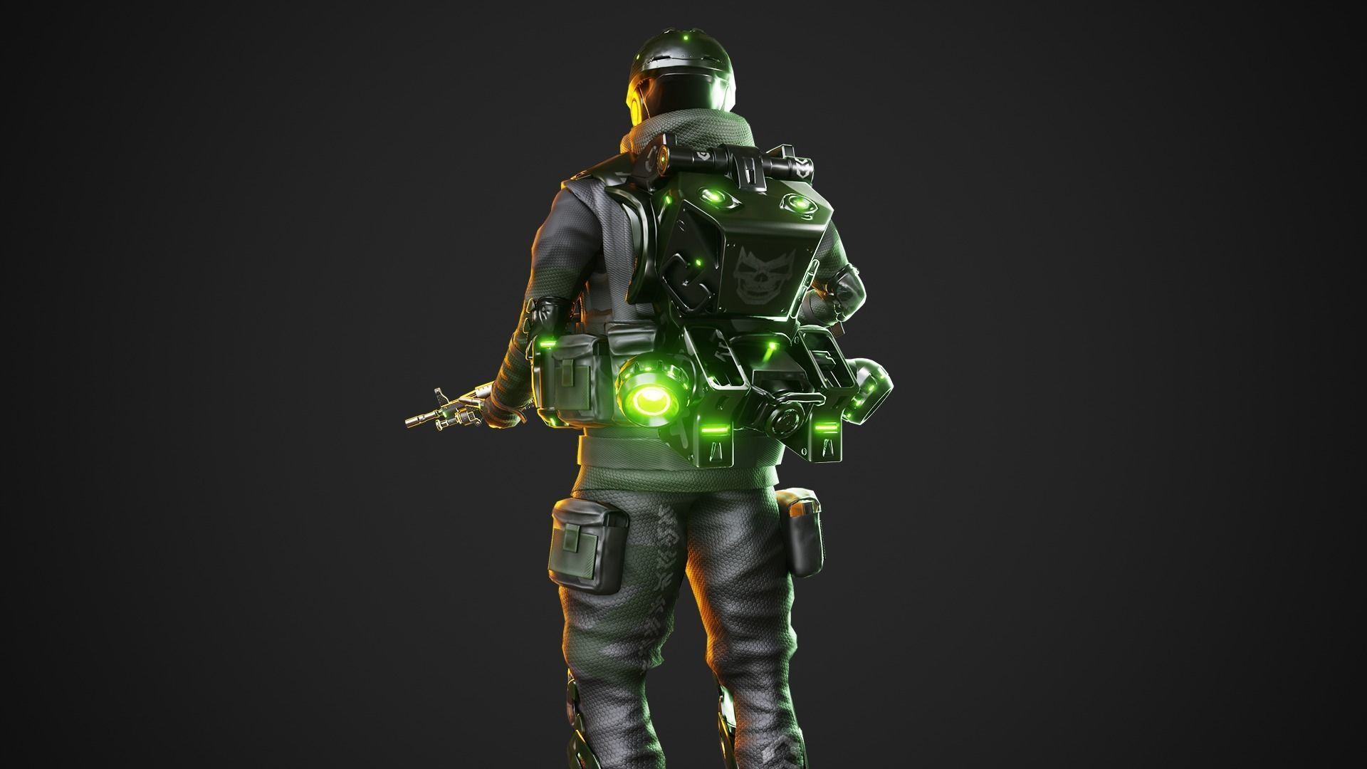 Cyberpunk Green-G Robot Low-poly 3D model_3