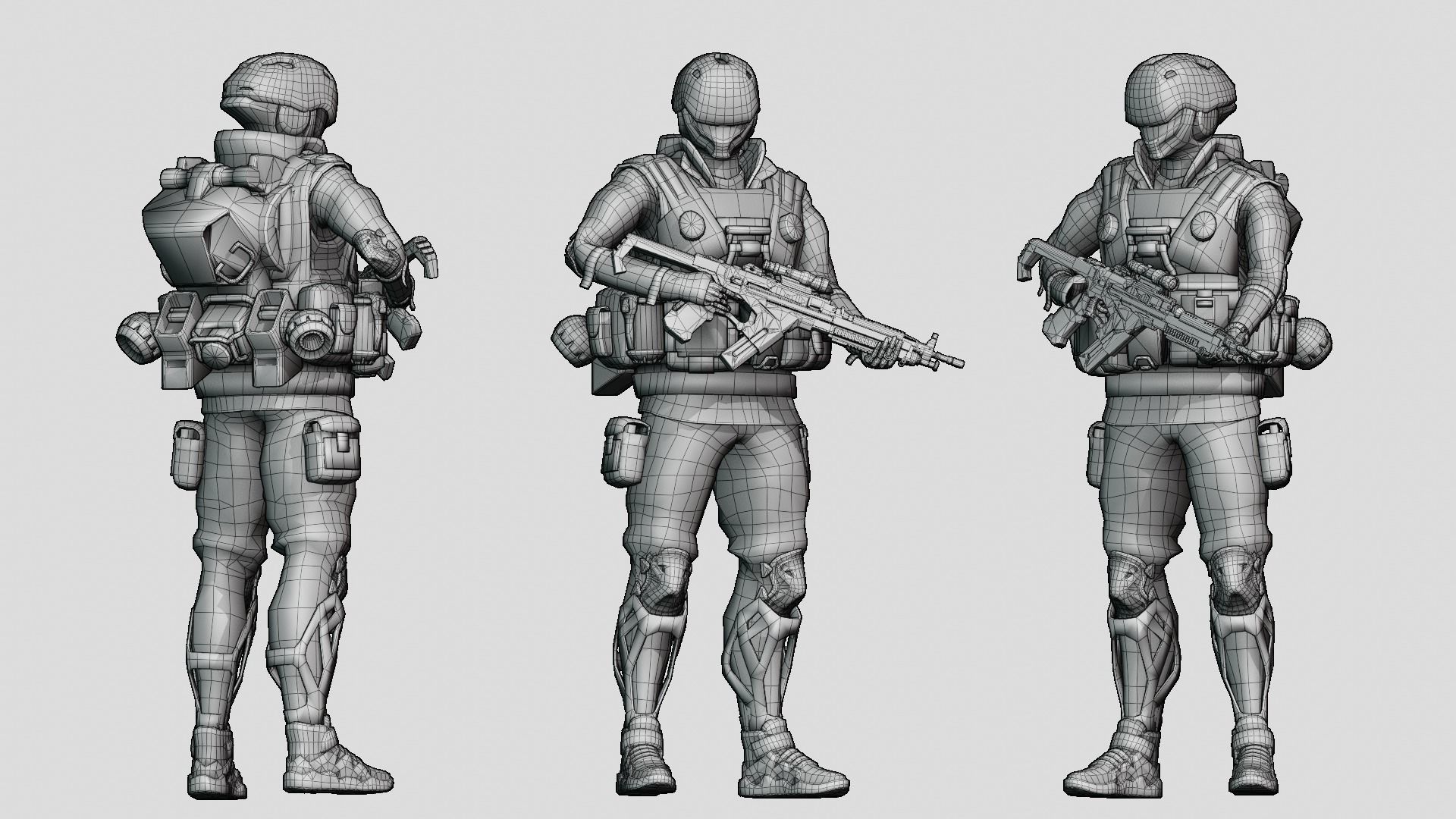 Cyberpunk Green-G Robot Low-poly 3D model_14