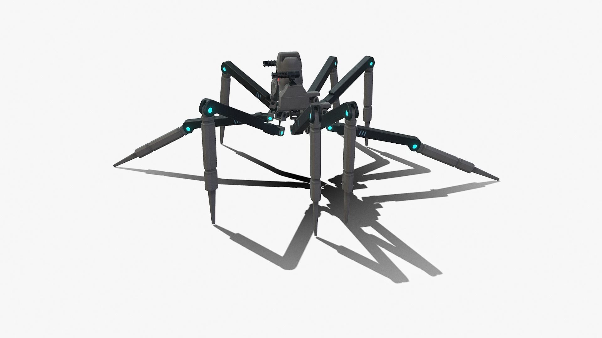 Spider bot v3 rigged and animated Low-poly 3D model_4