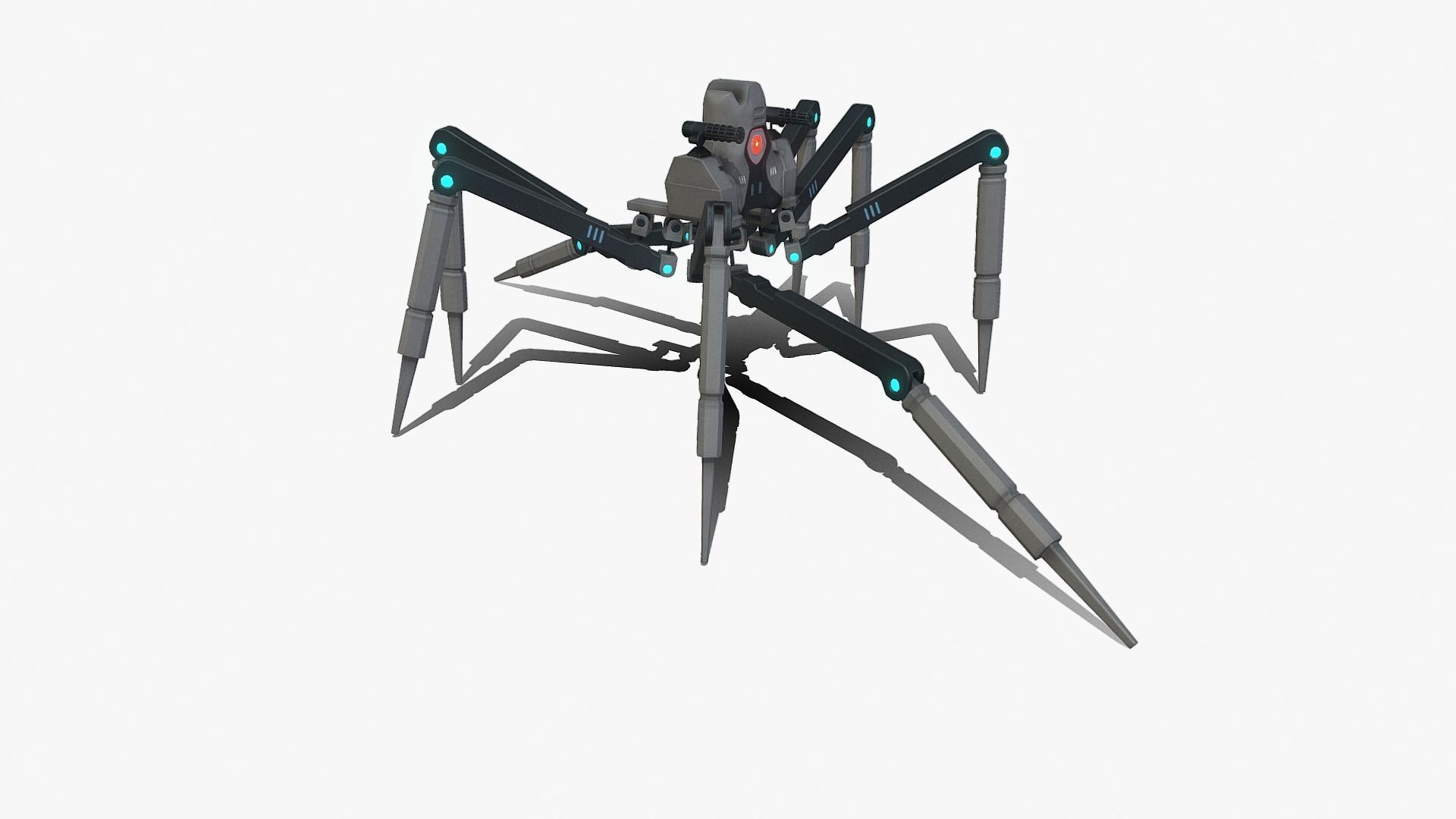 Spider bot v3 rigged and animated Low-poly 3D model_8