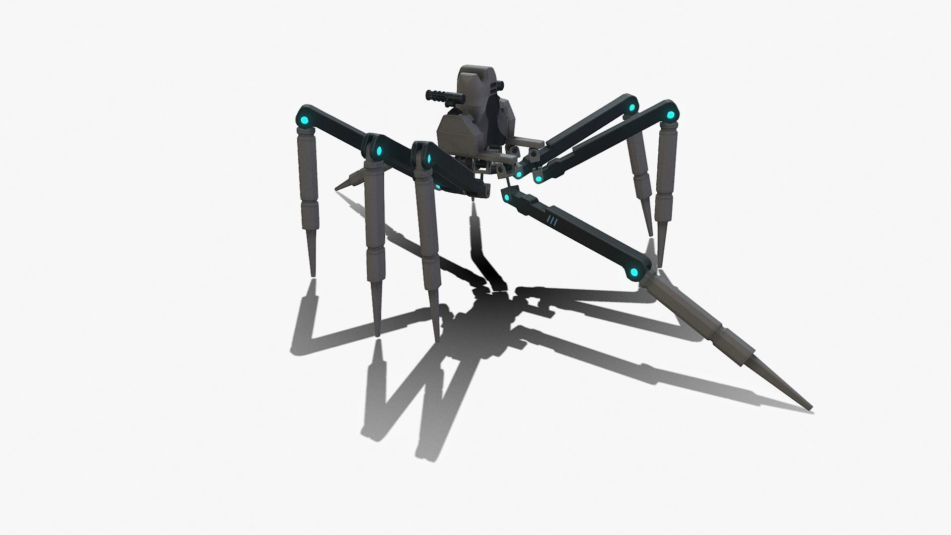 Spider bot v3 rigged and animated Low-poly 3D model_13