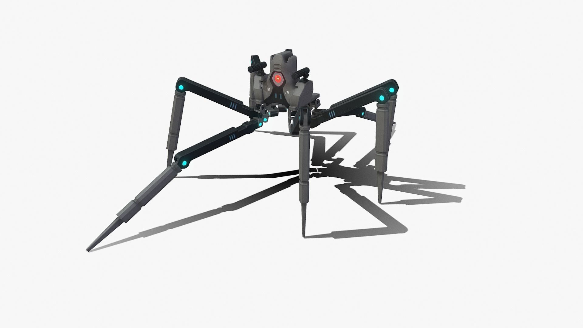 Spider bot v3 rigged and animated Low-poly 3D model_6