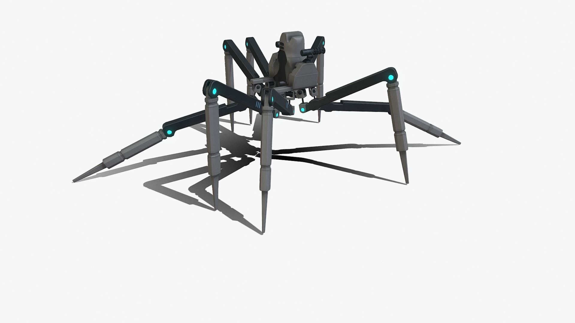 Spider bot v3 rigged and animated Low-poly 3D model_10