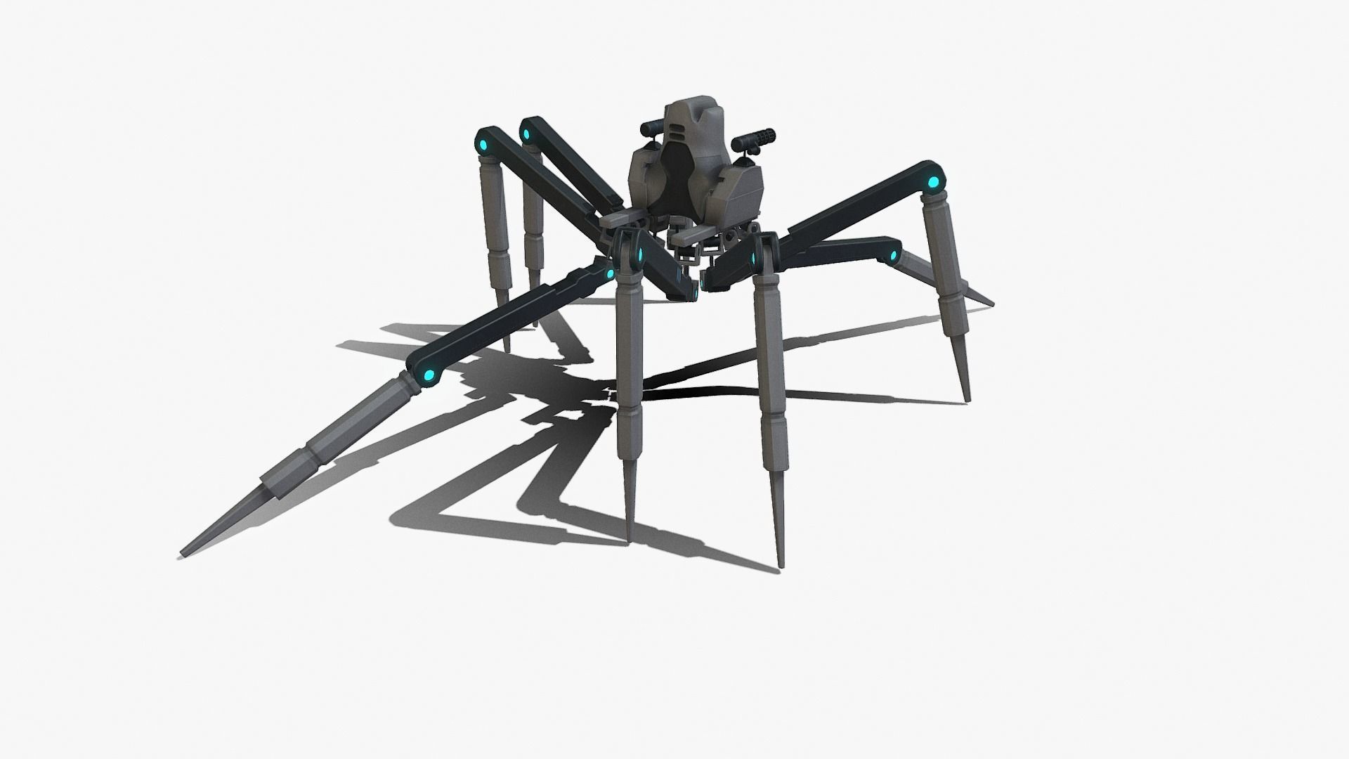 Spider bot v3 rigged and animated Low-poly 3D model_11