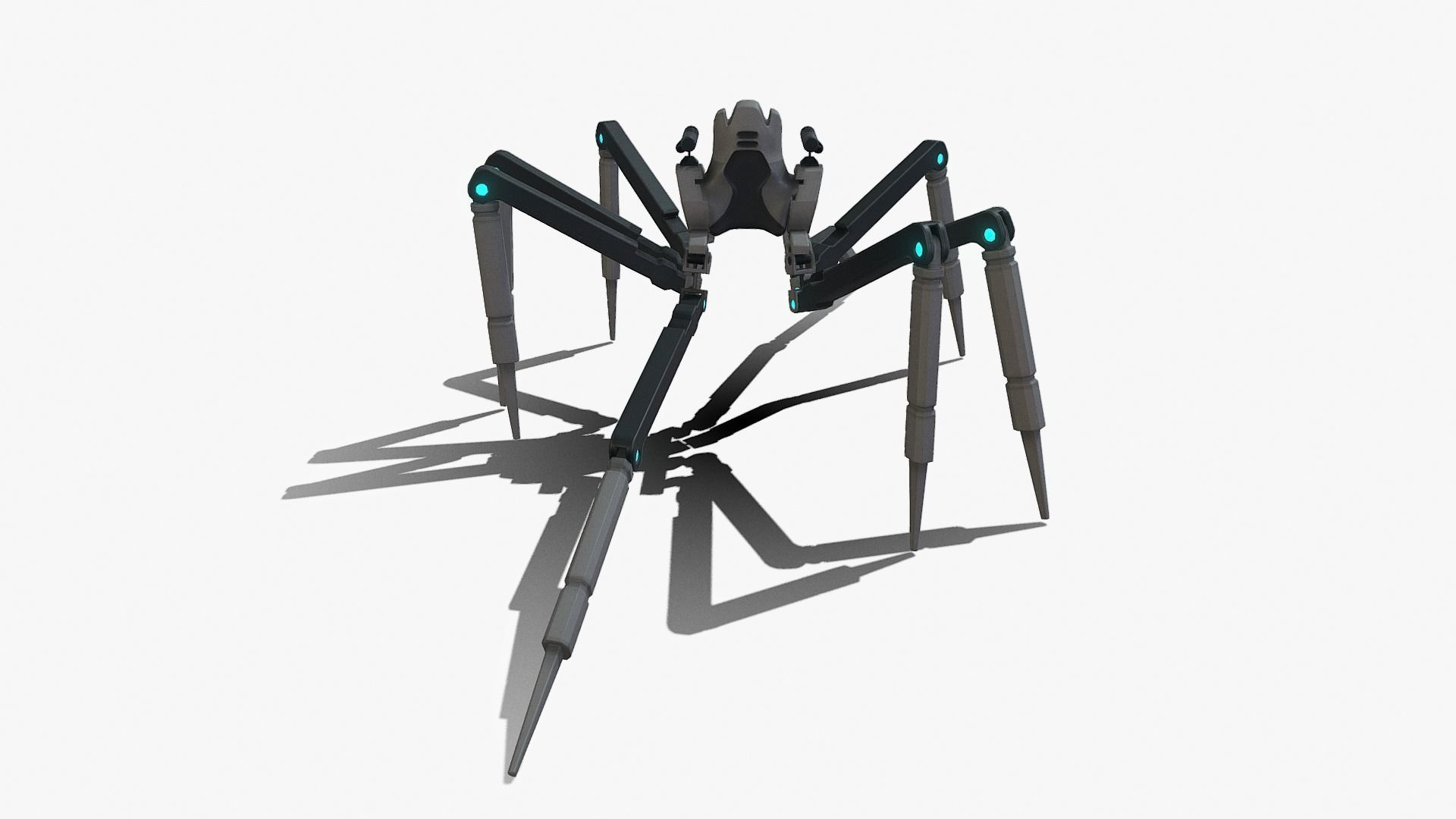 Spider bot v3 rigged and animated Low-poly 3D model_12