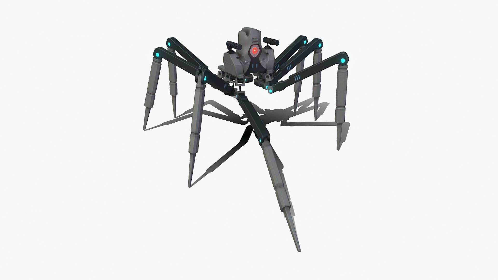 Spider bot v3 rigged and animated Low-poly 3D model_7
