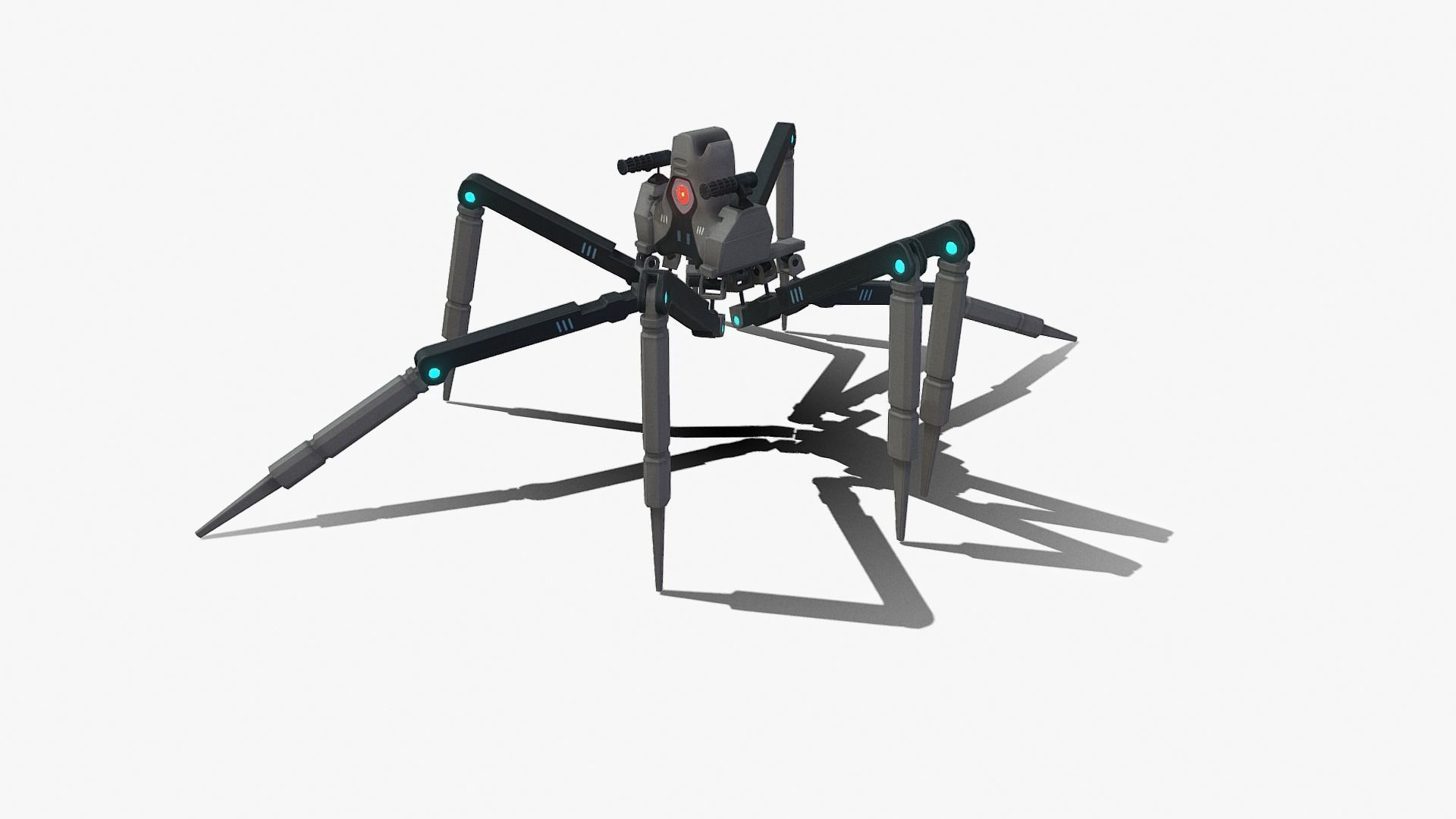 Spider bot v3 rigged and animated Low-poly 3D model_5