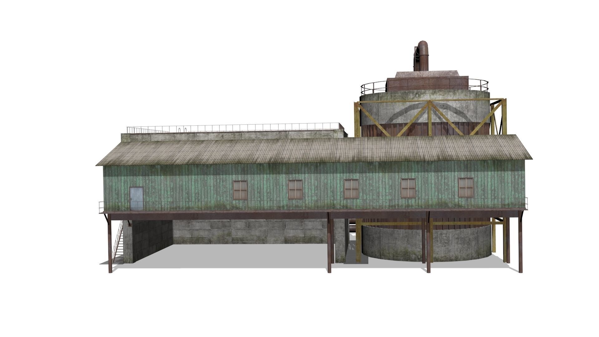  concrete building Low-poly 3D model_5