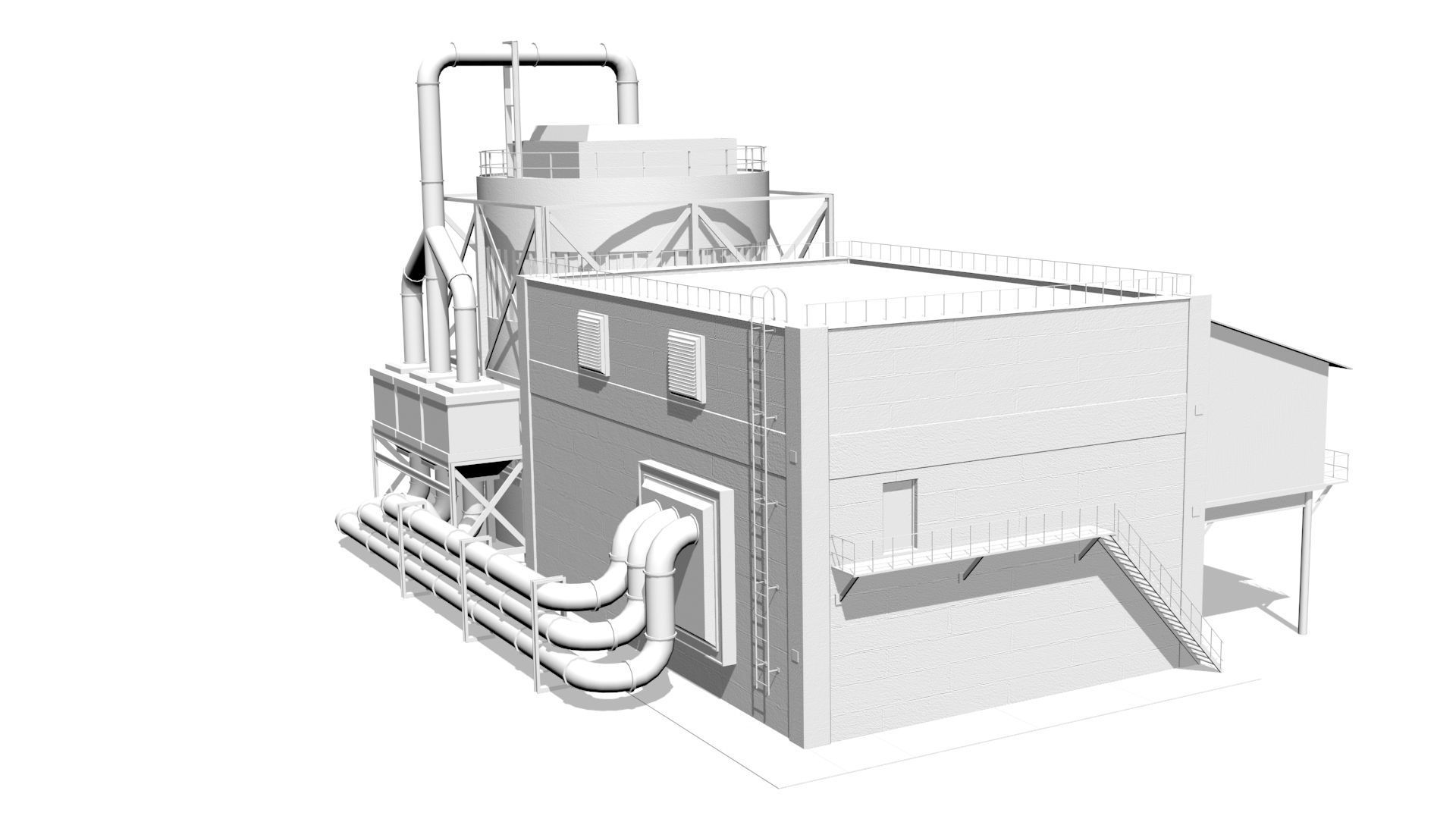  concrete building Low-poly 3D model_9