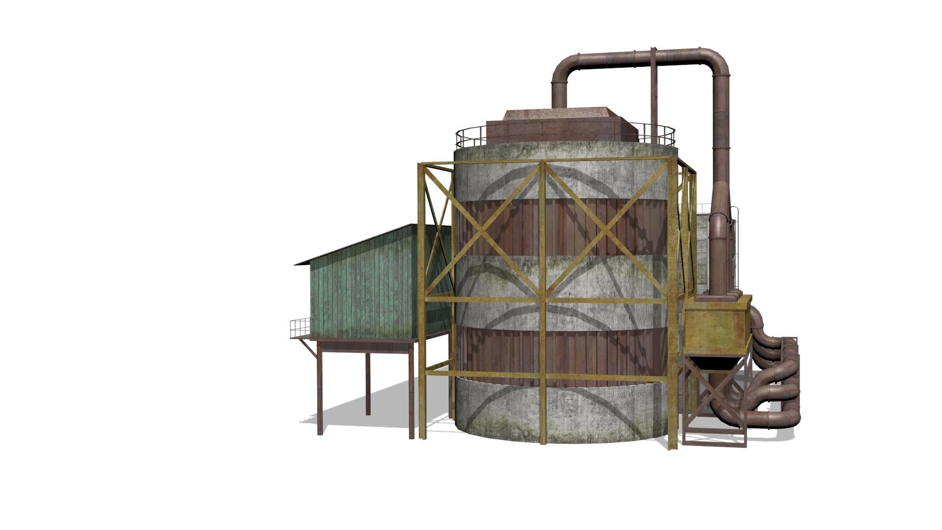  concrete building Low-poly 3D model_3