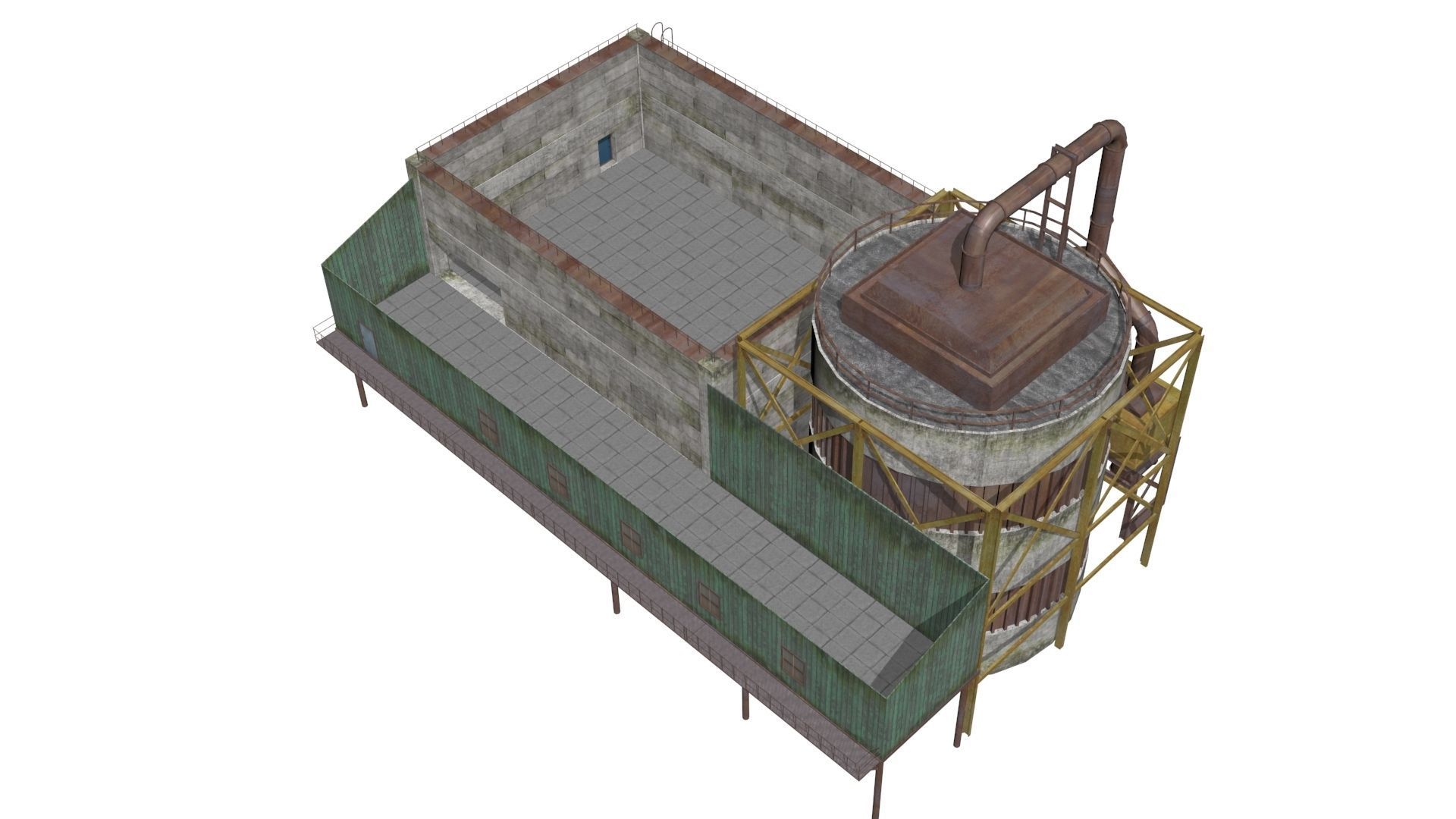  concrete building Low-poly 3D model_8