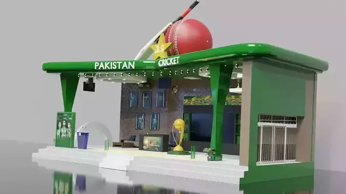 Pakistan Cricket 3D Stall Model - Exibition - Blender