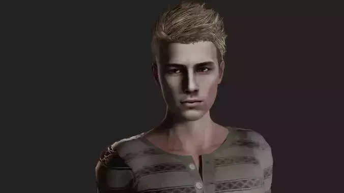 Realistic 3D Model of an Angry Handsome Young Man