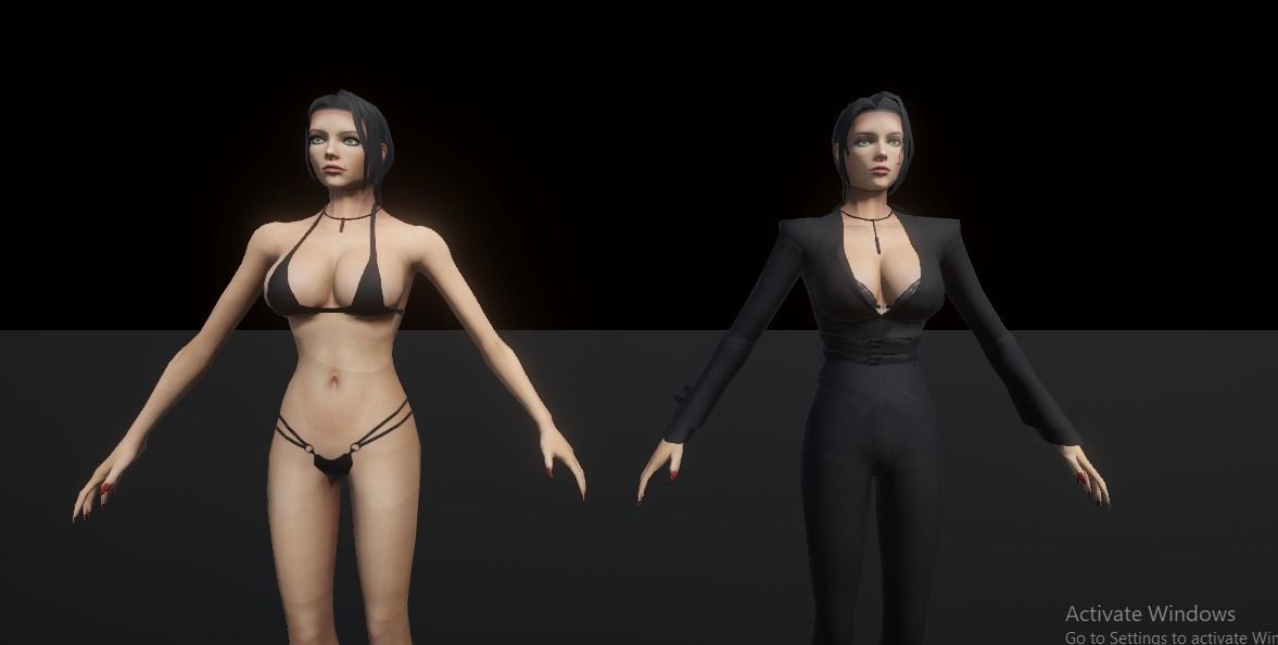 Beautiful Female Model With Clothes and bikini Low-poly 3D model_1