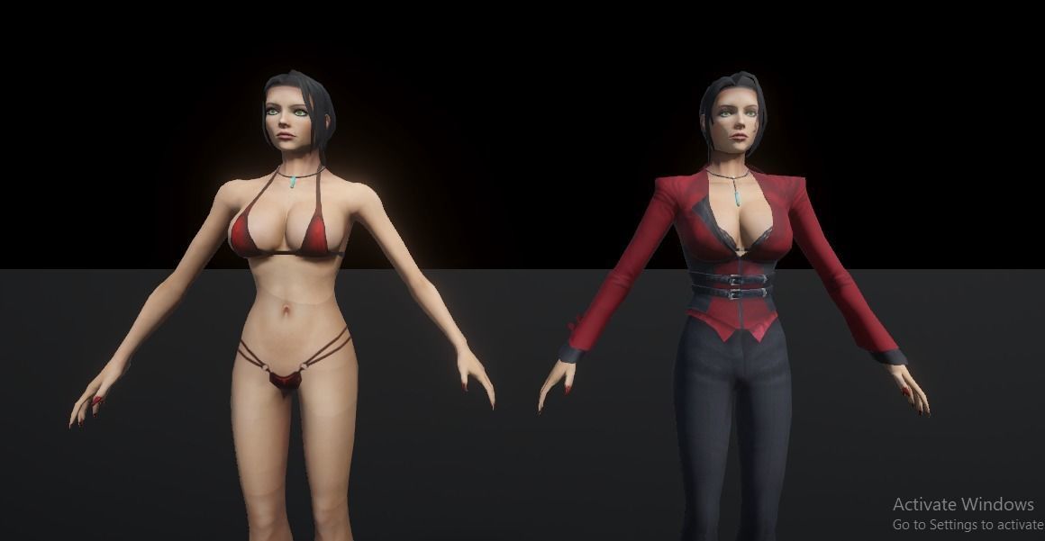Beautiful Female Model With Clothes and bikini Low-poly 3D model_2