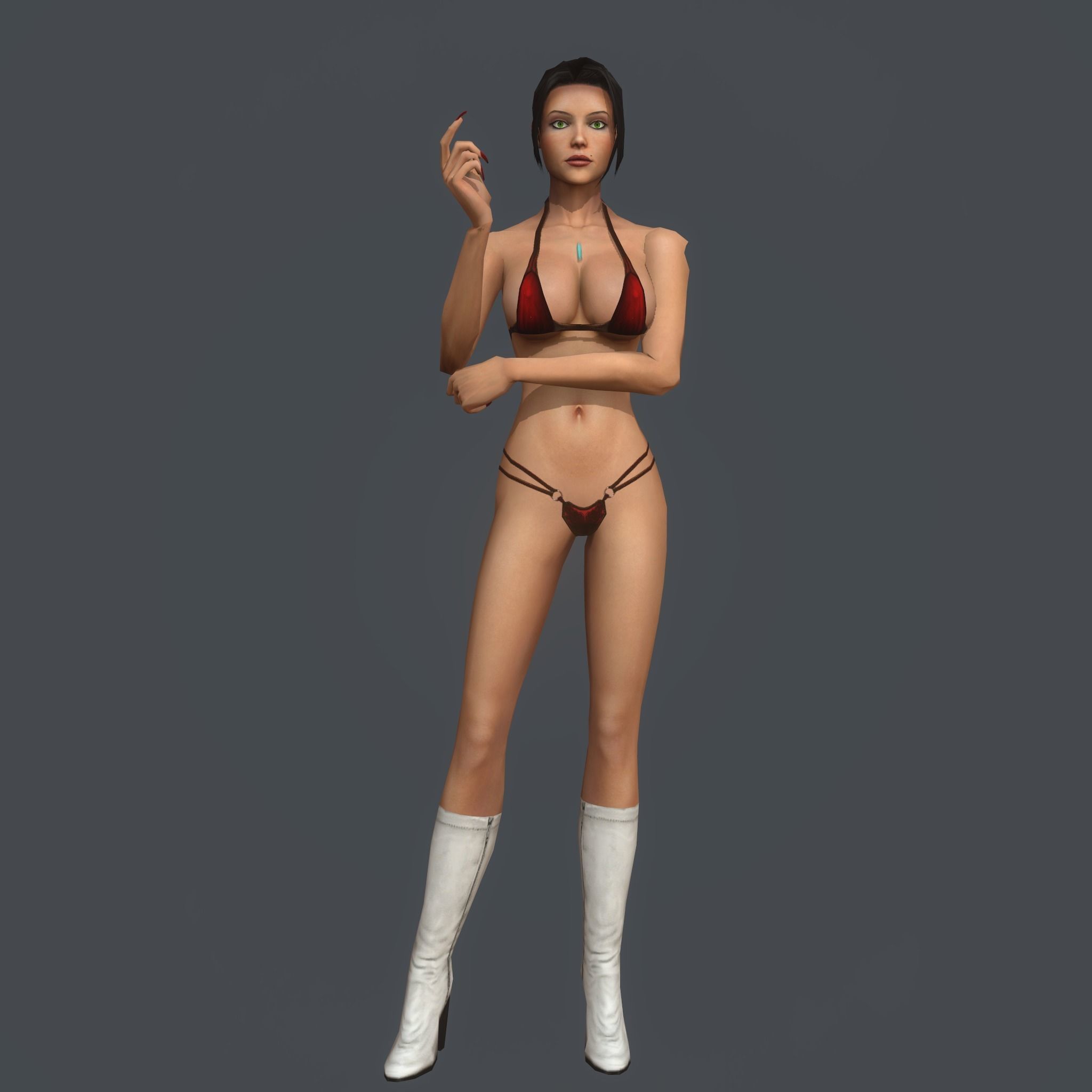 Beautiful Female Model With Clothes and bikini Low-poly 3D model_4
