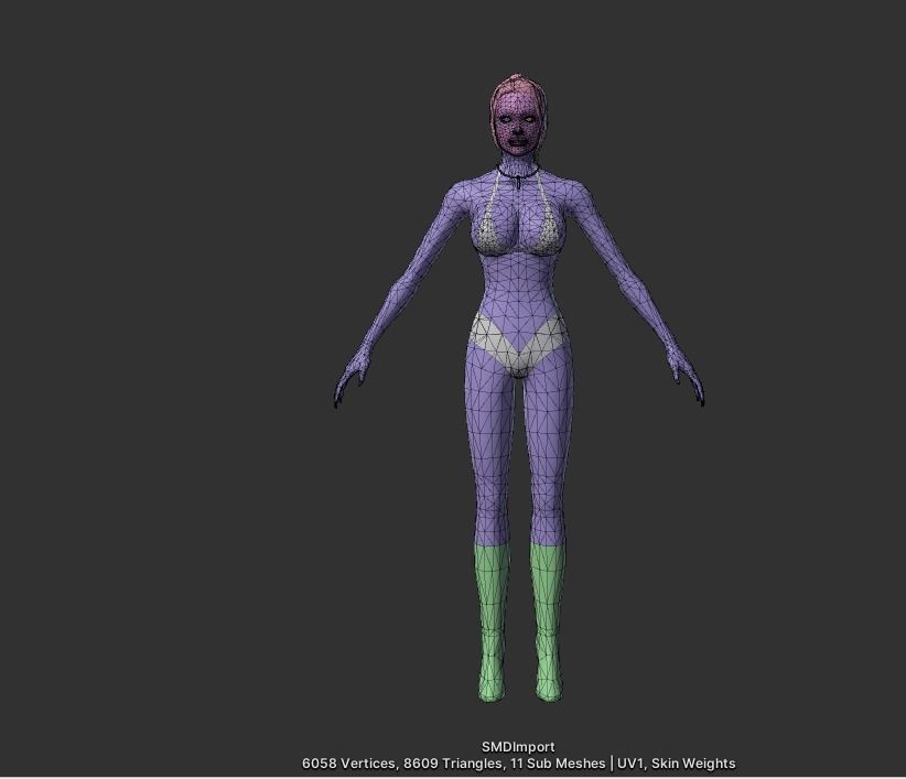 Beautiful Female Model With Clothes and bikini Low-poly 3D model_10