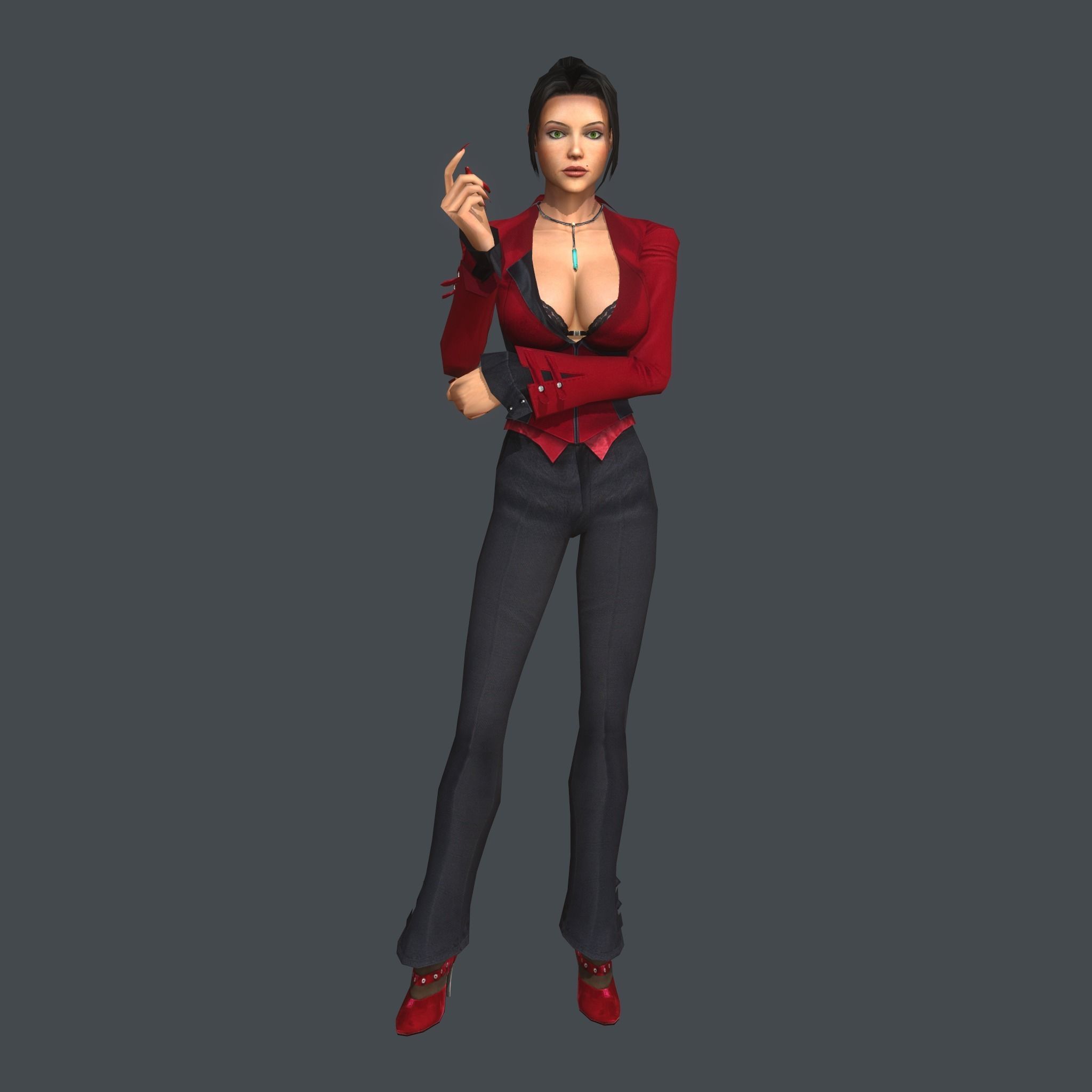 Beautiful Female Model With Clothes and bikini Low-poly 3D model_3