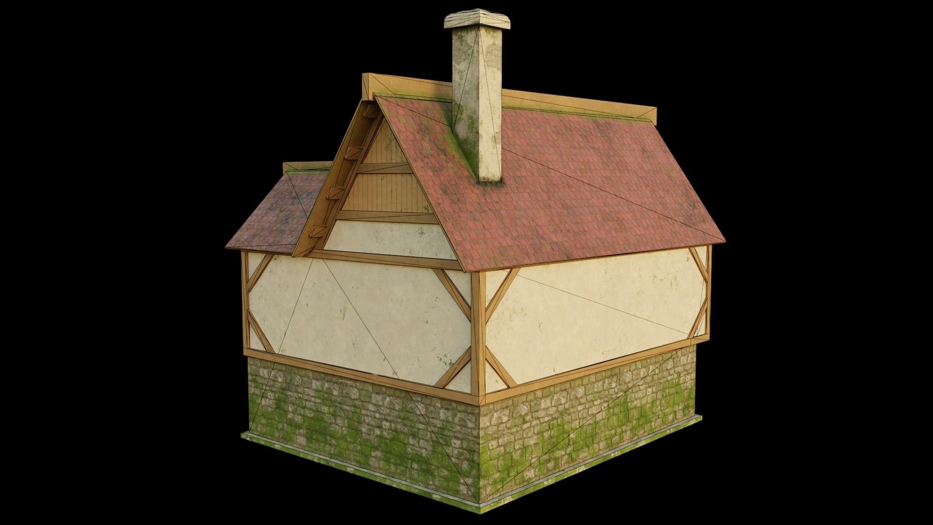 Medievel house Low-poly 3D model_6